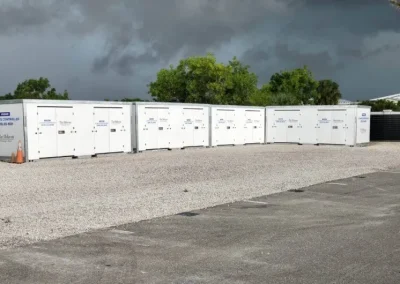 Container storage units at a secure storage facility