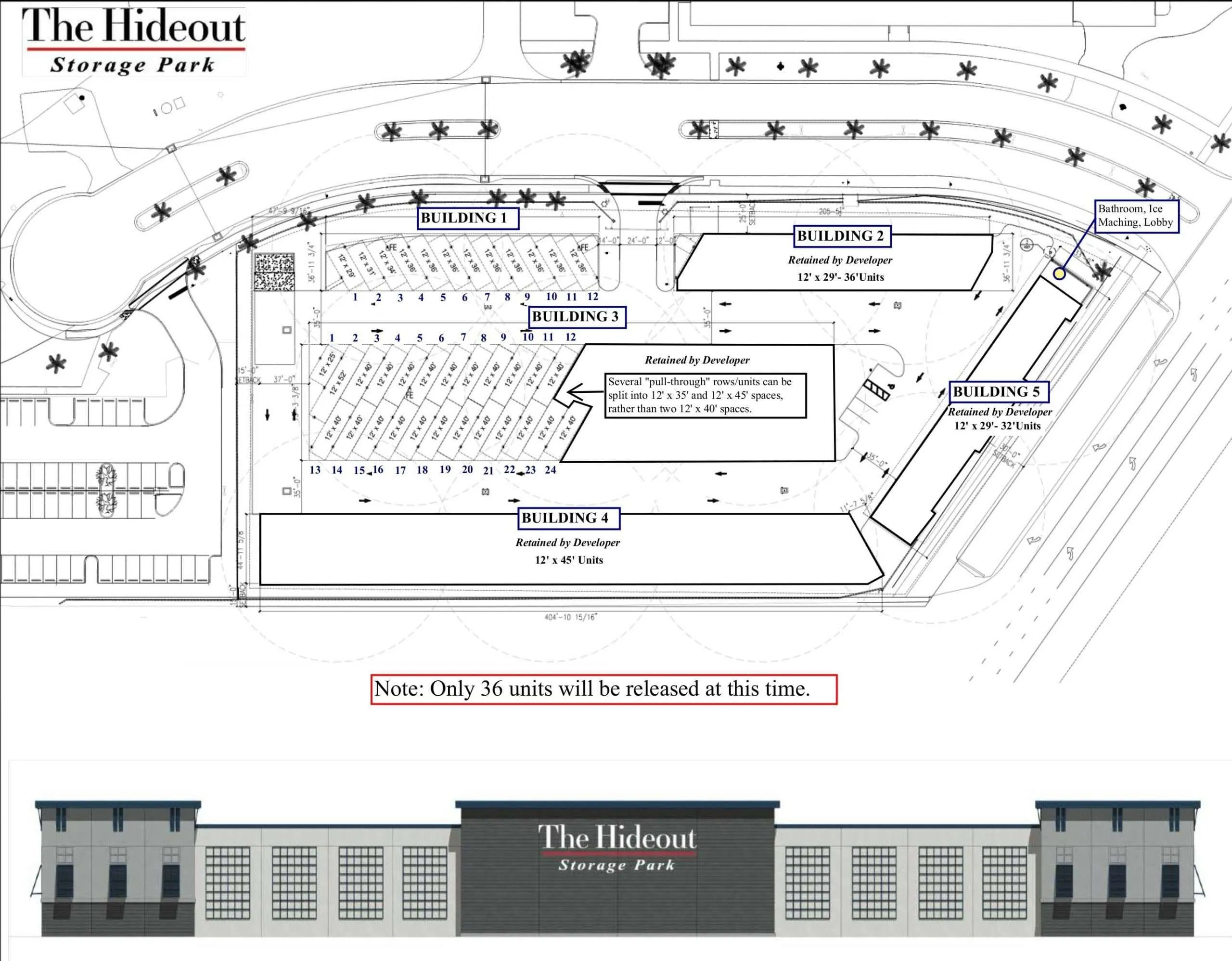 Hideout storage park condo layout plan